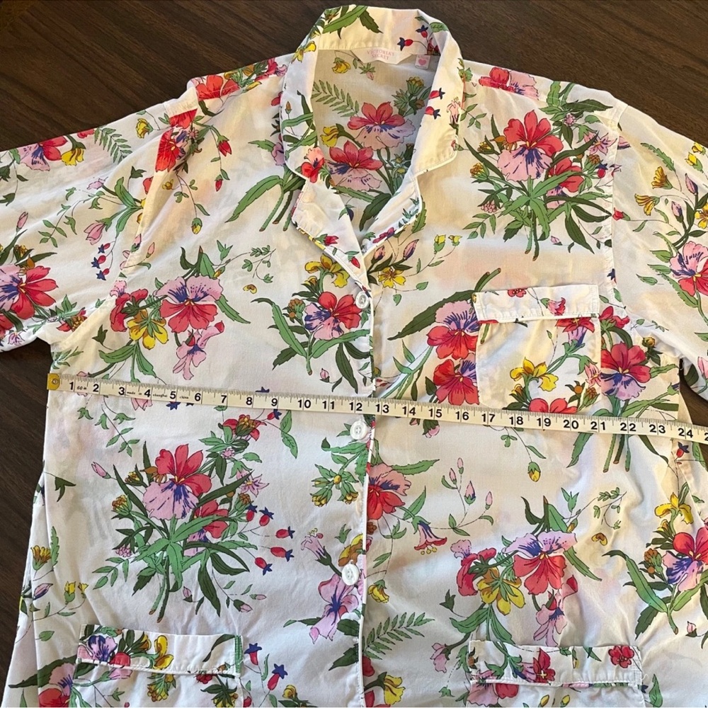 Victorias Secret Pajama Set XL Floral Botanical 100% Cotton Top Pants Drawstring - Picture 15 of 15